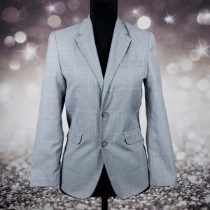 Nautica Grey Blue Plaid Blazer Jacket